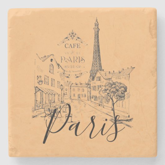 Cafe Paris Stone Onderzetter (Voorkant)