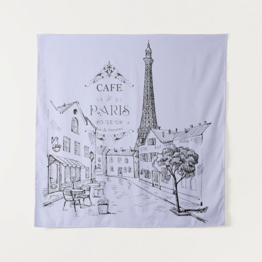 Cafe Paris Tapestry Wandkleed (Voorkant)