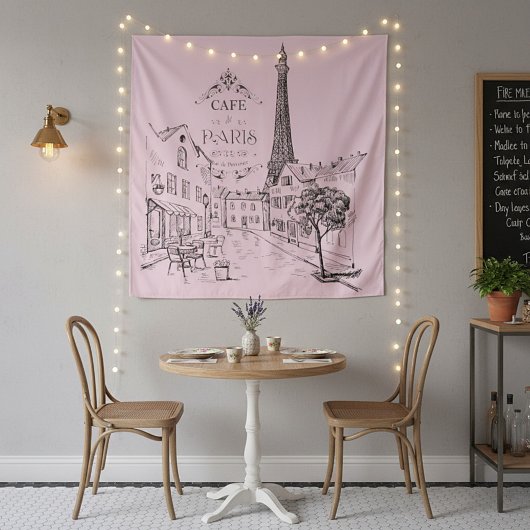 Cafe Paris Tapijt Wandkleed