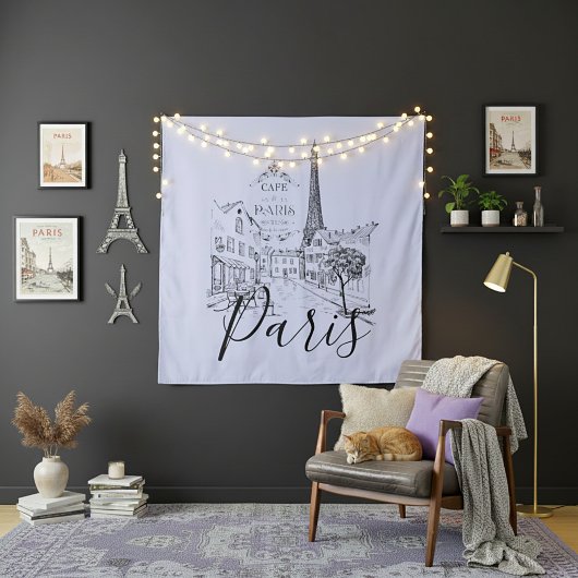 Cafe Paris   Tapijt Wandkleed