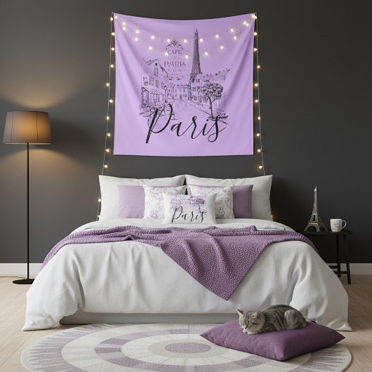 Cafe Paris Tapijt Wandkleed
