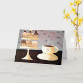 Cafe Parisien Cupcake Verjaardag Kaart (Gele Bloem)