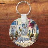 Cafe Paros Griekenland Eilanden Reizen Sleutelhanger (Achterkant)