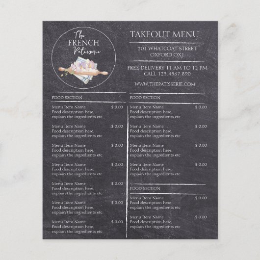 Café Patisserie Bakkerij Zakelijk Afhaalmenu (Voorkant)