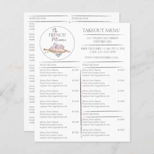 Café Patisserie Bakkerij Zakelijk Afhalen Menu (Voorkant / Achterkant)