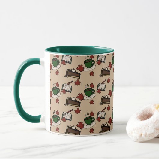 Cafe Pattern Mug Mok (Met donut)