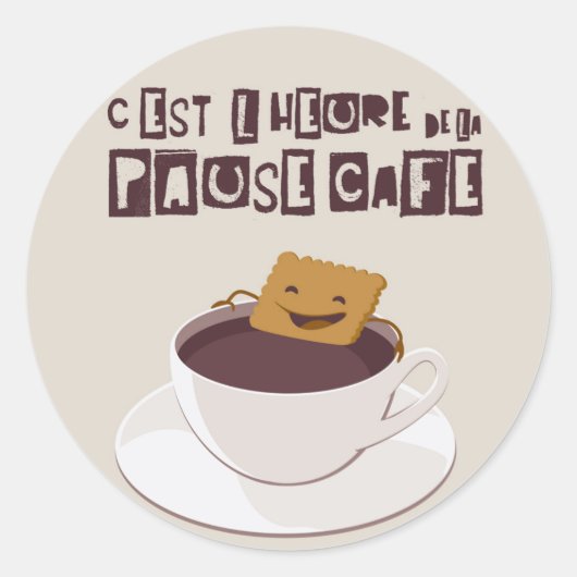 Café pauzeren ronde sticker (Voorkant)