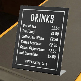 Cafe Price List Pedestal Sign Reclamebord Met Voetstuk