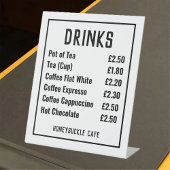 Cafe Price List Pedestal Sign Reclamebord Met Voetstuk
