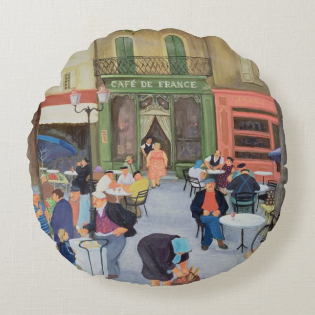 Cafe Provence Rond Kussen (Voorkant)