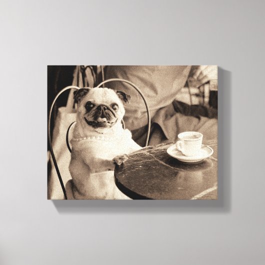 Cafe Pug Canvas Afdruk (Voorkant)
