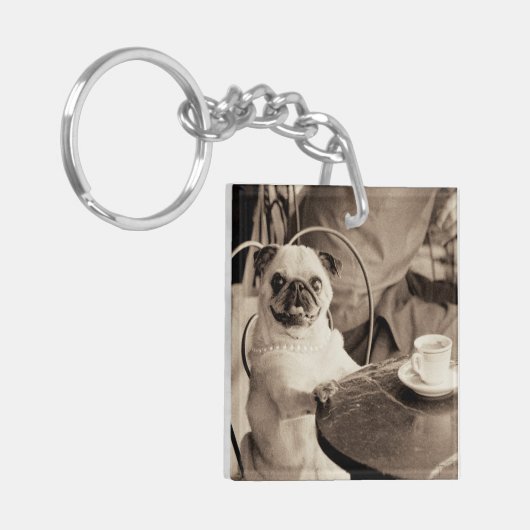 Cafe Pug Sleutelhanger (Voorkant Links)