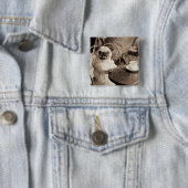 Cafe Pug Vierkante Button 5,1 Cm (In situ)
