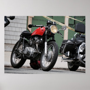 Cafe Racer Brat Motorcycle uit de jaren 70 Poster