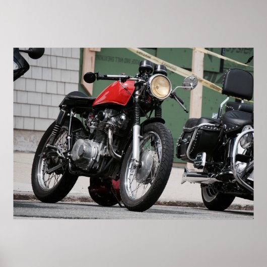 Cafe Racer Brat Motorcycle uit de jaren 70 Poster (Voorkant)