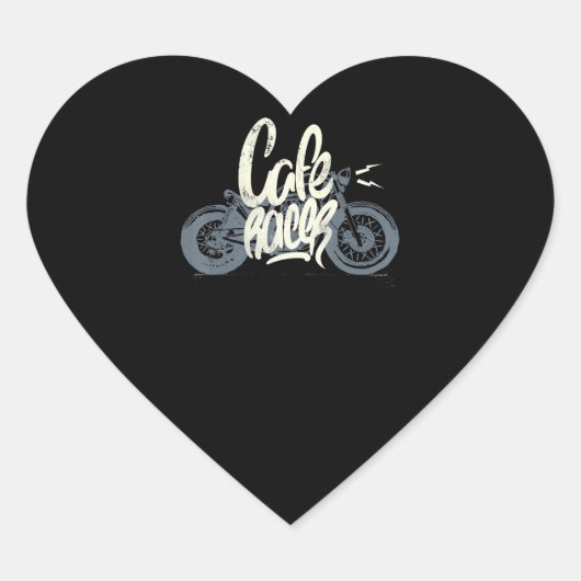Cafe Racer Gift Voor Motorfiets Liefhebbers Hart Sticker (Voorkant)