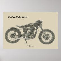  Cafe Racer Motorcycle in Print geïllustreerd