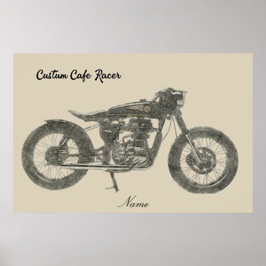  Cafe Racer Motorcycle in Print geïllustreerd (Voorkant)