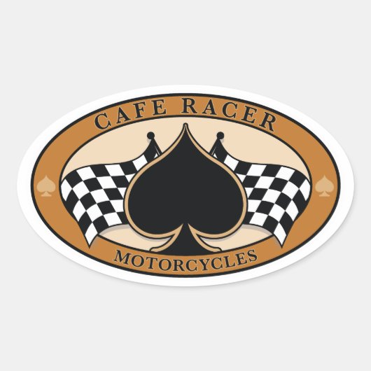 Cafe Racer / Motorfiets Ovale Sticker (Voorkant)