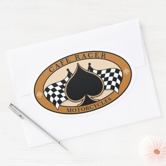 Cafe Racer / Motorfiets Ovale Sticker (Envelop)