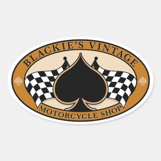 Cafe Racer / Motorfiets Ovale Sticker (Voorkant)