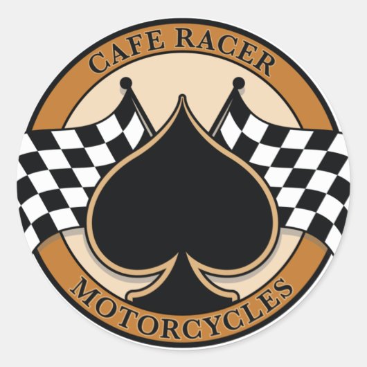 Cafe Racer Motorfietsen Ronde Sticker (Voorkant)