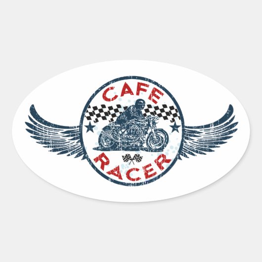 Cafe racer ovale sticker (Voorkant)
