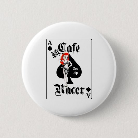 Cafe Racer Ton Up Redhead Ronde Button 5,7 Cm (Voorkant)