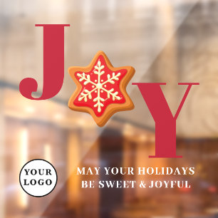Cafe Restaurant Bakery Red JOY Window Cling Raamsticker