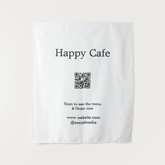 Café restaurant scan om menu te zien bestellen QR Wandkleed (Voorkant)