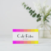 Café Retro (gescand) - magenta-geel Visitekaartje (Staand voorkant)