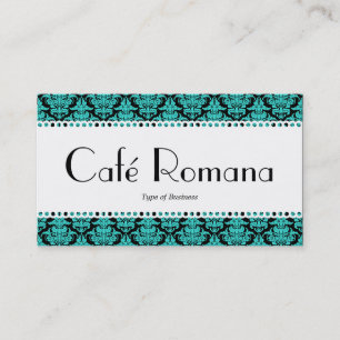 Café Romana (gescand) Aqua Damask Visitekaartje