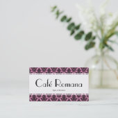 Café Romana (gescand) Black Damask Visitekaartje (Staand voorkant)