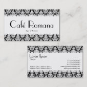 Café Romana (gescand) White Damask Visitekaartje (Voorkant / Achterkant)