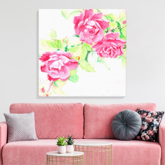 Café Rozen Canvas Afdruk (Insitu (Woonkamer))