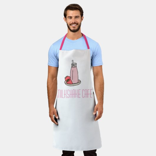 Cafe serveerster milkshake roze en wit schort (Gedragen)