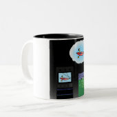 cafe solipsitas  tweekleurige koffiemok (Voorkant links)