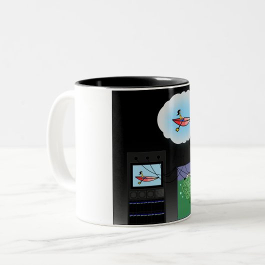 cafe solipsitas  tweekleurige koffiemok (Voorkant links)