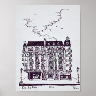 Cafe & Stores in Rue de Paris   Old Nice, Frankrij Poster