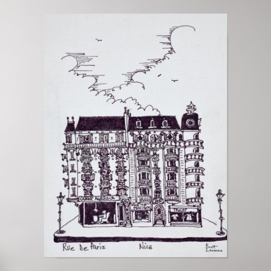 Cafe & Stores in Rue de Paris | Old Nice, Frankrij Poster (Voorkant)