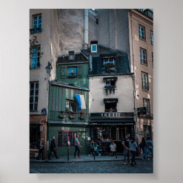 Cafe straatbeelden in Parijs Poster