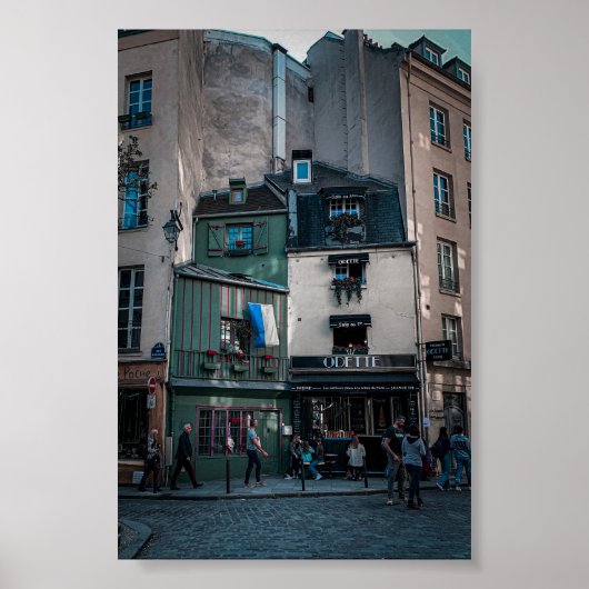 Cafe straatbeelden in Parijs Poster (Voorkant)