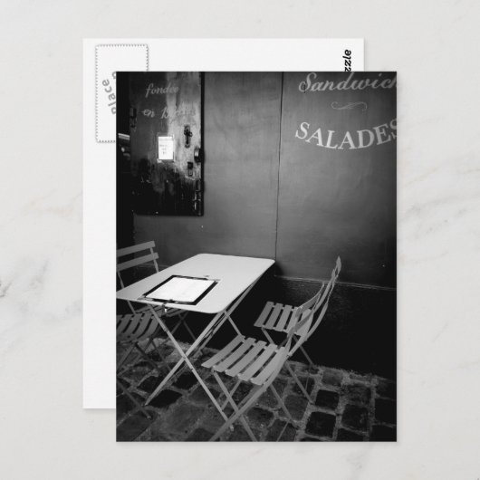 café-tafel in Parijs en stoelen Briefkaart (Voorkant / Achterkant)
