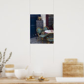 Cafe-tafel met rolstoelen in Parijs, Frankrijk Poster (Keuken)