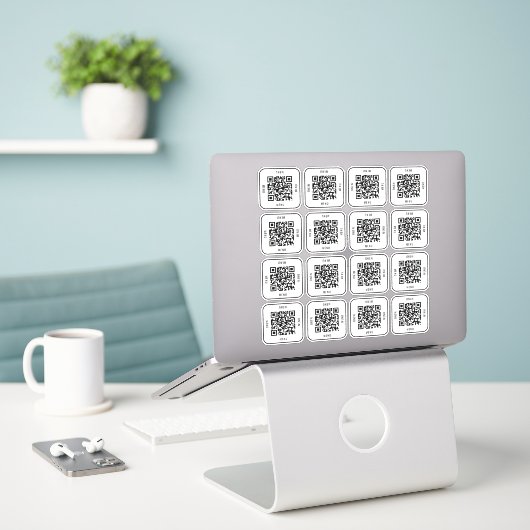 Cafe Tafel QR Code Sticker | Digitaal Menu Scannen (Laptop op bureau)