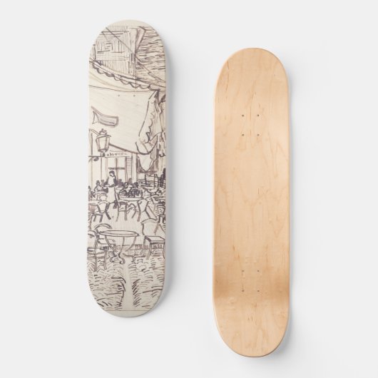 Cafe Terrace at Night, Fine Art Sketch, Van Gogh Persoonlijk Skateboard (Voorkant)