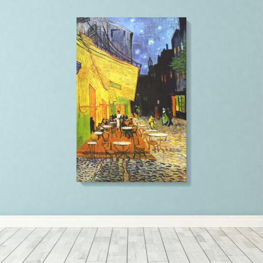 Cafe Terrace bij nacht door van Gogh Canvas Afdruk (Insitu (Houten vloer))