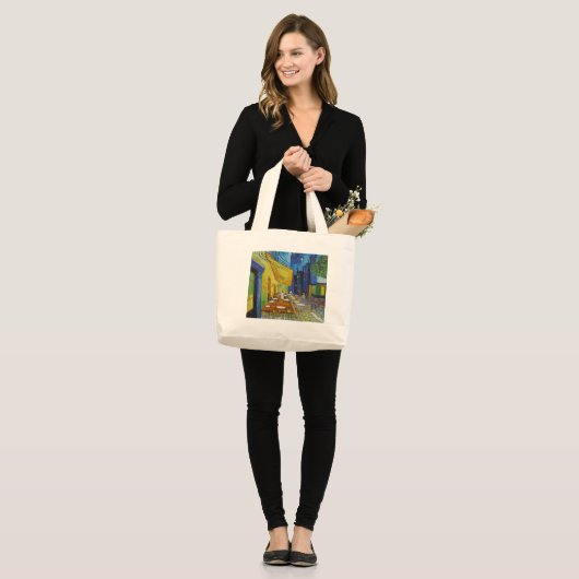 Cafe Terrace bij nacht door Vincent Van Gogh Grote Tote Bag (Voorkant (model))