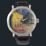Cafe Terrace bij nacht door Vincent van Gogh Horloge<br><div class="desc">Cafe Terrace op de Place du Forum door Vincent van Gogh is een kunstschilderij van de impressionistische architectuur van het cityscape schilderij. Een uitzicht buiten van een restaurant met tafels, stoelen, serveerders en mensen die eten. Een mooie nacht met sterren aan de hemel in Arles, Frankrijk. Over de kunstenaar: Vincent...</div>