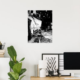 Cafe Terrace bij nacht Poster